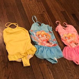 Girl swimsuits Ralph Lauren 3T-5T, goggles, cap